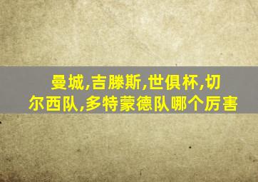 曼城,吉滕斯,世俱杯,切尔西队,多特蒙德队哪个厉害